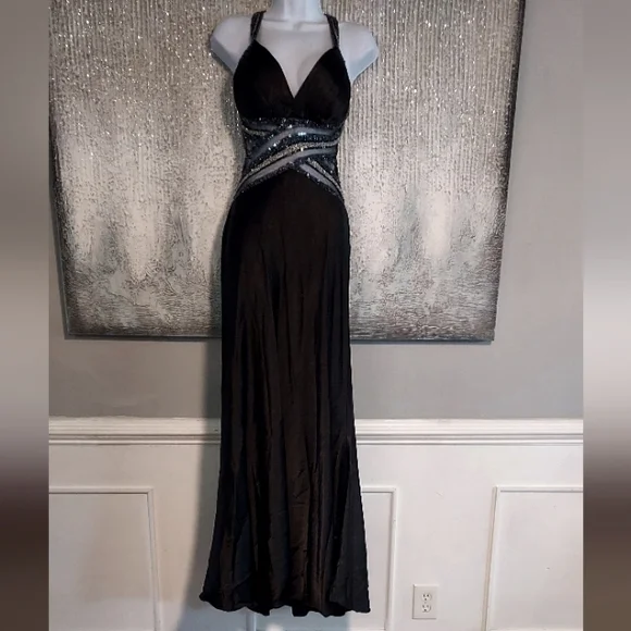 aspeed formal dresses Primavera 4517 Size 12 Black Satin Corset Prom Dress main image 1